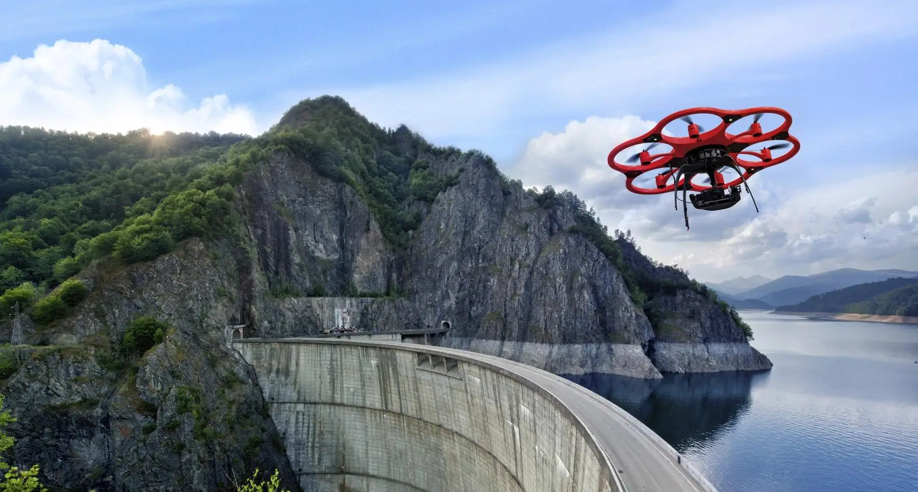 UAS / Drönare - Med hjälp av UAS (Unmanned Aircraft System), eller i vardagligt tal drönare, utför vi kostnadseffektiva inmätningar från luften.